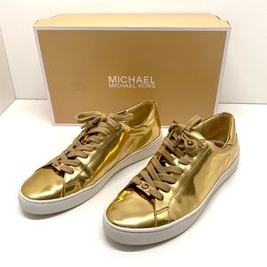 NEW: Michael Kors Patent Leather Sneakers • Metallic Gold • Size 9
